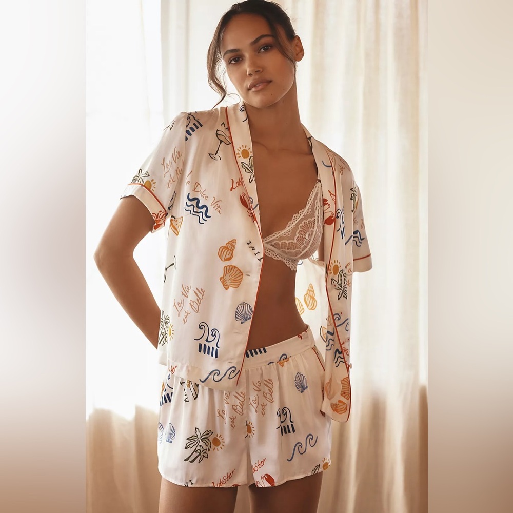 Anthropologie Seashell Print Women's Pajama Set